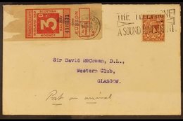 1932 (24 May) Cover Bearing KGV 1½d Red-brown Plus "LONDON, MIDLAND AND SCOTTISH RAILWAY" 3d Red Parcel Stamp, Tied By G - Andere & Zonder Classificatie