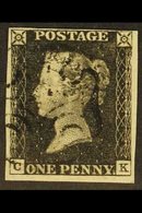 1840 1d Black 'CK' Plate 1b, SG 2, Used With 4 Margins & Neat Black MC Cancellation. For More Images, Please Visit Http: - Unclassified
