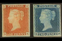 1841 1D RED & 2D BLUE MINT. 1841 1d Red-brown 'RK' And 2d Blue 'RF' Both Very Fresh Mint With 4 Near Margins, The 1d Nev - Sonstige & Ohne Zuordnung