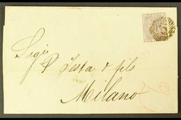 1861 (13 Mar) Entire Letter From London To Milan, Italy Bearing 6d Lilac, SG 68, Tied By Neat Barred Numeral Cancel; On  - Andere & Zonder Classificatie