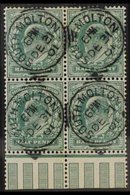 1902-10 USED IN 1901 - ½d Blue-green, Block Of Four, SG 215, Very Fine Used, DATED ONE DAY BEFORE ISSUE, Clear Squared C - Zonder Classificatie