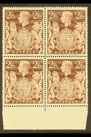 1939 2s6d Brown With "GASHED CROWN" In Block Of Four, SG 476+476ac, Never Hinged Mint With Sheet Margin At Base (block 4 - Unclassified