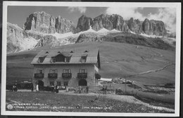 DOLOMITI - ALBERGO MARIA - PASSO PORDOI - FOTO GHEDINA - FORMATO PICCOLO - ANIMATA - AUTO D'EPOCA - VIAGGIATA 1932 - Alpinisme