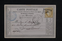 FRANCE - Carte Précurseur De Bordeaux Pour Paris En 1875 , Affranchissement Cérès - L 31337 - Cartes Précurseurs