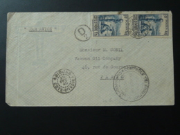 Lettre Par Avion Avec Cachet De Contrôle Télégraphique Abidjan Cote D'Ivoire 1940 - Briefe U. Dokumente