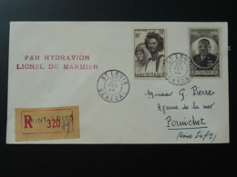 Lettre Recommandée Transportée Par Hydravion Cover Flown By Seaplane De St-Louis Du Sénégal à Pornichet 1946 - Covers & Documents