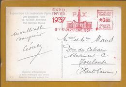 Paris Expo 1937. Stream Of Paris International Exhibition. Postcard The Deutsche Haus. The German House. Rare. 2sc - Autres & Non Classés