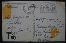 Taxe. 44. Tampon Taxe Sur CP De Lourdes. T 60/90 - 1960-.... Cartas & Documentos