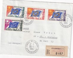 FRAANCE 1965 LETTRE RECOMMANDEE DE STRASBOURG TIMBRES DE SERVICE CONSEIL DE L'EUROPE - Lettres & Documents