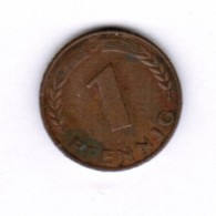GERMANY  1 PFENNIG 1950 "D" (KM # 105) #5277 - 1 Pfennig