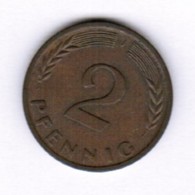 GERMANY  2 PFENNIG 1966 "J" (KM # 106) #5288 - 2 Pfennig