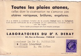 MAZELIN - PREO 60c BLEU SUR PUB MEDICALE - LABORATOIRE DU Dr F. DEBAT PARIS. - Other & Unclassified