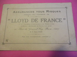 Carte Commerciale/Assurances Tous Risques/ LLOYD De FRANCE/ Rue Général Foy/Paris// Vers 1910-1930          CAC140 - Otros & Sin Clasificación