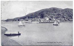 Old Postcard, Gwynedd, Barmouth From The Island. Boats, Beach, Houses, 1913. - Merionethshire