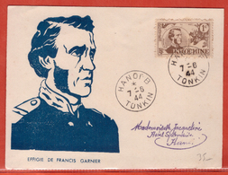 INDOCHINE TIMBRE FRANCIS GARNIER  DE 1944 SUR DOCUMENT ILLUSTRE - Cartas & Documentos