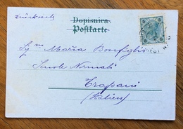 F.P.A. WIEN - TRIEST  N.61  Annullo Ambulante SU CARTOLINA ADELBERGER GROTTE  Per  TRAPANI    In Data 1/4/1900 - Trento
