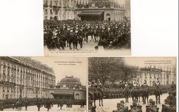 3 CPA. PARIS.  Les Souverains D'Italie, Le Roi Et La Reine à Paris. Voiture Avec Cuirassiers, Gare Boulogne, Drapeau. - Réceptions