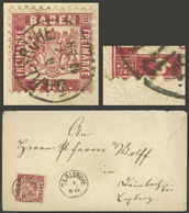 BADEN: Sc.27 With VARIETY: 3 With Small Appendix At Right" Franking A Cover Dispatched In Carlsruhe, Interesting!" - Autres & Non Classés