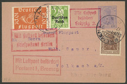 GERMANY: 17/OC/1921 Bremen - Berlin, Cover Flown With Final Destination Volkach, VF Quality! - Autres & Non Classés