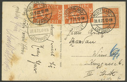 GERMANY: 28/AU/1922 Westerland - Wien, Flown Postcard With Nice Postage, With Some Stains, Interesting! - Autres & Non Classés