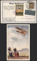 GERMANY: 10/AU/1924 Görlitz - Dresden, First Flight: Card With Cinderella And Special Postmark, VF Quality! - Autres & Non Classés