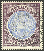 ANTIGUA: Sc.27a, 1907 1S. Printed On Chalky Paper, Used, Excellent Quality, Rare! - Andere & Zonder Classificatie