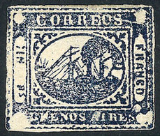 ARGENTINA: GJ.11B, IN Ps. Slate Blue, Mint Example Of Very Ample Margins, With Repaired Defect At Top Right, Excellent A - Buenos Aires (1858-1864)