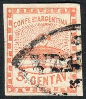 ARGENTINA: GJ.1, With Double Ogive FRANCA Decorated Cancel Of SANTA FE In Black (+400%), Fine Quality (little Thin O - Gebruikt