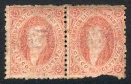 ARGENTINA - RIVADAVIA: GJ.19, Mint Pair, The Left Stamp Of Superb Quality, The Right One With Defect, Rare! - Andere & Zonder Classificatie