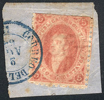 ARGENTINA - RIVADAVIA: GJ.19, 2nd Printing, Worn Impression, On Fragment Cancelled ROSARIO 2/AUG/1864, Very Fr - Other & Unclassified