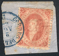 ARGENTINA - RIVADAVIA: GJ.19, 2nd Printing, Worn Impression, On Fragment Cancelled ROSARIO 2/AUG/1864, Very Fr - Otros & Sin Clasificación