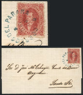 ARGENTINA: Folded Cover Franked With Beautiful Example Of 4th Printing (GJ.25), Semi-clear Impression, With Complete Pe - Sonstige & Ohne Zuordnung