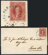 ARGENTINA: Folded Cover Franked With Beautiful Example Of 4th Printing (GJ.25), Semi-clear Impression, With Complete Pe - Otros & Sin Clasificación