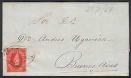 ARGENTINA: GJ.26, 5th Printing, Very Worn Impression, Entire Letter Franked With A Very Nice Example With Rococo Cancel - Other & Unclassified