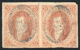 ARGENTINA: GJ.27A, Orangish Dun Red, Rare PAIR With Defects And Repaired ("replaquage"), With - Autres & Non Classés