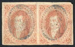 ARGENTINA: GJ.27A, Orangish Dun Red, Rare PAIR With Defects And Repaired ("replaquage"), With - Otros & Sin Clasificación