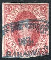 ARGENTINA: GJ.32, With Double Ellipse BARADERO Cancel In Blue (+300%), Small Fault On Back, V - Autres & Non Classés