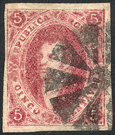 ARGENTINA: GJ.34c, 8th Printing WITH Lacroix Freres Watermark, Very Wide Margins, Dark Carmine-rose Color, With Mute "c - Andere & Zonder Classificatie