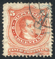 ARGENTINA: GJ.38, With Double Cancellation: Double Circle Datestamp + Blue "E" Diamond (mailbox), Minor Defect On B - Other & Unclassified