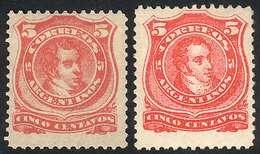 ARGENTINA: GJ.84 + 85, 1888 5c. Rivadavia, Both Types (large And Small Collar), Mint, Fine To VF Quality! - Sonstige & Ohne Zuordnung