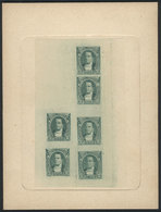 ARGENTINA: GJ.102, 1889 2c. Derqui, MULTIPLE DIE PROOF Printed On Thin Paper, Glued To Card, Bluish Green Color, Ex - Sonstige & Ohne Zuordnung