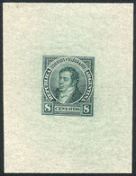 ARGENTINA: GJ.109, 8c. Rivadavia, Die Proof Printed In Green On Very Thin Paper (India), Excellent Quality! - Other & Unclassified