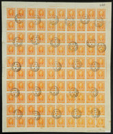 ARGENTINA: GJ.113, 1889 50c. Mitre, COMPLETE SHEET Of 100 Stamps With Expedición Cancel (bulk Mailing), VF And Very - Otros & Sin Clasificación