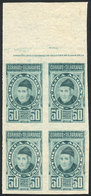 ARGENTINA: GJ.119, 50P. Dean Funes, Proof In Aquamarine Color, Block Of 4 Printed On Thin Paper, Excellent Quality, - Other & Unclassified