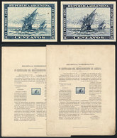 ARGENTINA: GJ.135/136, 1892 Discovery Of America, Cmpl. Set Of 2 Values, DIE PROOFS Along With The Drecree Of The I - Other & Unclassified