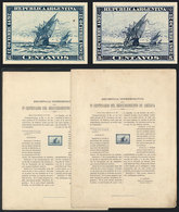 ARGENTINA: GJ.135/136, 1892 Discovery Of America, Cmpl. Set Of 2 Values, DIE PROOFS Along With The Drecree Of The I - Otros & Sin Clasificación