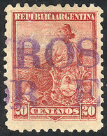 ARGENTINA: GJ.229, 20c. Liberty, With Violet 2-line Cancel Of "ROSARIO POR EXPRESO", VF Quality, Very Rare!" - Other & Unclassified