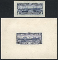 ARGENTINA: GJ.273, 1902 Port Of Rosario, DIE PROOFS: One Printed On Thin Paper In Bright Blue, And One Printed On C - Sonstige & Ohne Zuordnung