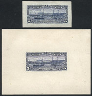 ARGENTINA: GJ.273, 1902 Port Of Rosario, DIE PROOFS: One Printed On Thin Paper In Bright Blue, And One Printed On C - Altri & Non Classificati