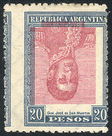 ARGENTINA: GJ.455CI, 1917 20P. San Martín With Variety CENTER INVERTED, Mint Lightly Hinged, Excellent Quality, Rar - Other & Unclassified